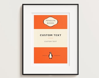 Aangepaste poster boekomslag pinguïn, gepersonaliseerde vintage boekafdruk, klassieke boekposter, retroafdrukken, verjaardagscadeau boek
