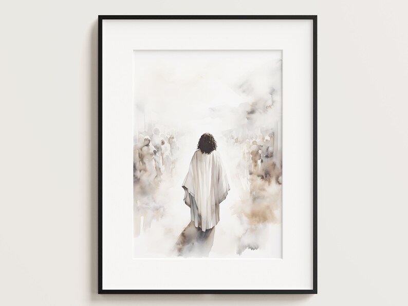 Set of 3 Jesus Art Prints, Jesus Walking on Water, Cross Crucifixion, Jesus print, Jesus Boho Art, Jesus wall art, Jesus Art, Jesus Portrait image 5
