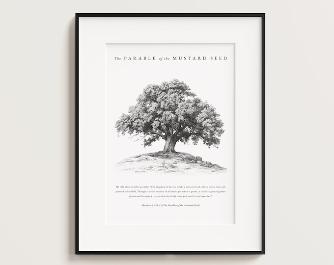Parable of the Mustard Seed Print, Christian Bible Verse Art (digital ...