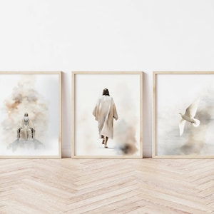 Set of 3, The Father, The Son, The Holy Spirit, The Trinity, Jesus print, Jesus Boho Art, Jesus wall art, Bible Art, Jesus Portrait
