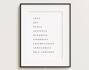 Galater 5: 22-23, Frucht des Geistes Wandkunst, Frucht des Geistes Druck, Bibel Vers Wandkunst, Schrift Wandkunst, christlicher Druck
