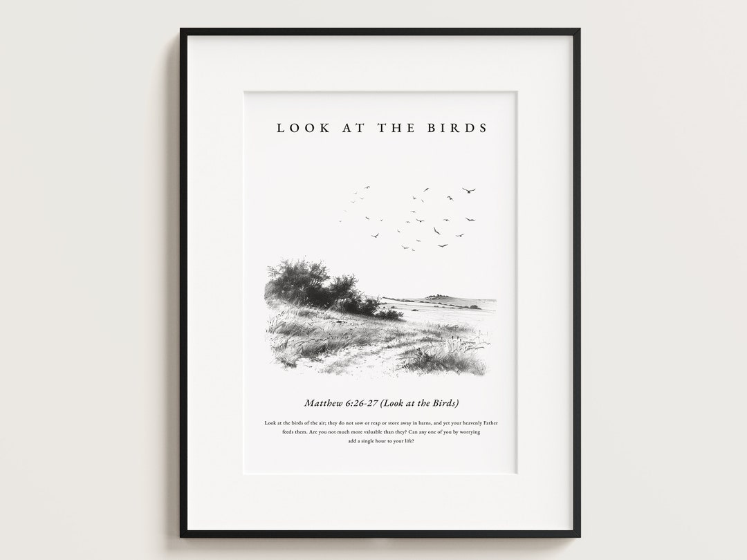 Look at the Birds, Matthew 6, Christian Wall Art, Bible Verse Wall Art ...