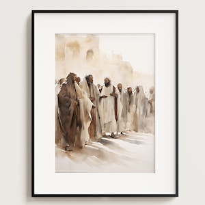 Jewish Rabbis Outside Temple, Bible painting, Jewish Art, Jerusalem Art, Israel Wall Art, Torah, Jesus Art, Bible Art, Home Decor