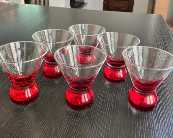 Crate & Barrel Dizzy Red Liquor Cocktail Glasses Set of 6