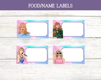 Printable Swiftie Taylor Swift Birthday Food Name Tents Labels Eras Food Tents Name Labels Eras Birthday Party Favor In My Birthday Era Eras