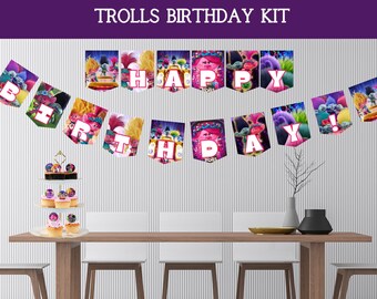 Trolls Birthday Banner, Trolls Band Together Banner, Trolls Decoration, Band Together Birthday Banner, Trolls Band Together Birthday Bundle