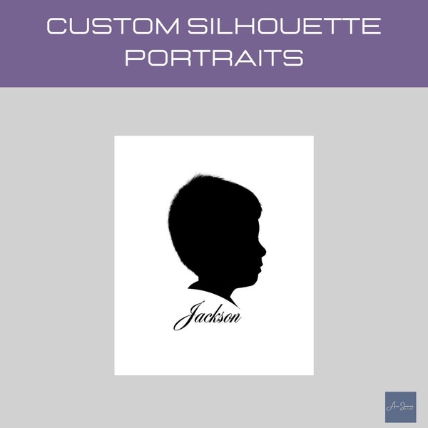 PRINTABLE Custom Silhouette Portrait with Name, Child Silhouette, Personalized Family Art, Modern Silhouette Print,Family Keepsake Art