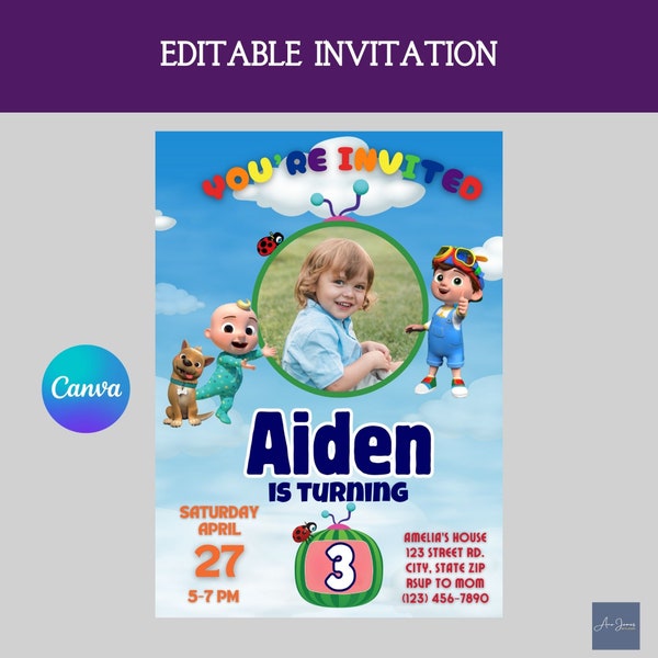 Editable Kids Birthday Party Invitation Template Instant Download Toddler Invitation Toddler Birthday Party Rainbow Bday  Party Invitation