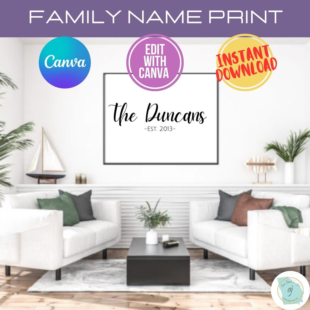 Digital Download, Family Name Sign Personalized, Established Living ...