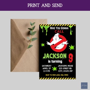 Ghostbusters Birthday Invitation, Ectomobile, Slimer, Boys Birthday, Printable Birthday Invitation Decor, Editable Invite, Electronic Invite image 4