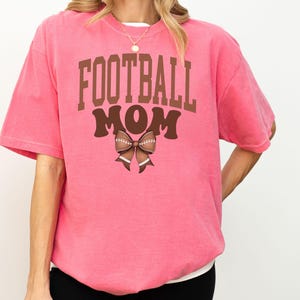 Comfort Color® Coquette Football Shirt, Football Mom Shirt, Womens Football T-Shirt, Football Lover Shirt, Football Season, Football Bow Tee