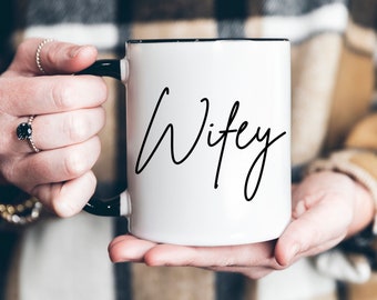 Wifey mugs, customWifey mug, gift for Wifey, Wife mug, 11 oz mugs, Two tone Accent mug, Coffee mugs, Wifey gift, office mug, anniversary mug
