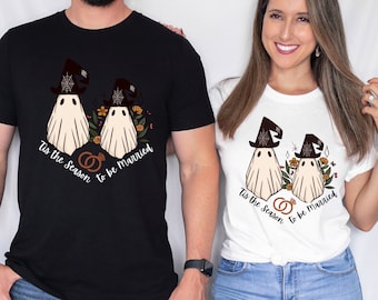 Halloween wedding, Halloween anniversary,Fall Couples shirt,Tis the Season to be Married,Hubby Wifey shirts,couples shirts,bride groom shirt