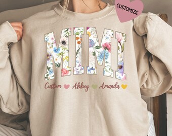 Blessed Mimi sweatshirt, custom Mimi sweatshirt, personalized Mimi sweatshirt, custom names pullover, Mimi personalized gift, grandma gifts