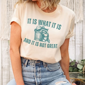 It Is What It Is And It Is Not Great, Vintage Drawing T Shirt, Raccoon Meme Shirt, Sarcastic T Shirt, Mental Health Shirt, Trash Panda Shirt