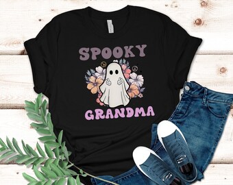 Spooky Grandma Halloween shirt, Grandma Halloween Shirt, Grandma shirt, retro ghost floral tee, floral ghost spooky Grandma,Gift for Grandma