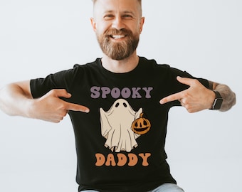 Spooky Daddy Halloween shirt,halloween mens shirt, retro ghost Dad, retro spooky Daddy shirt, halloween Daddy shirt, spooky mens ghost shirt