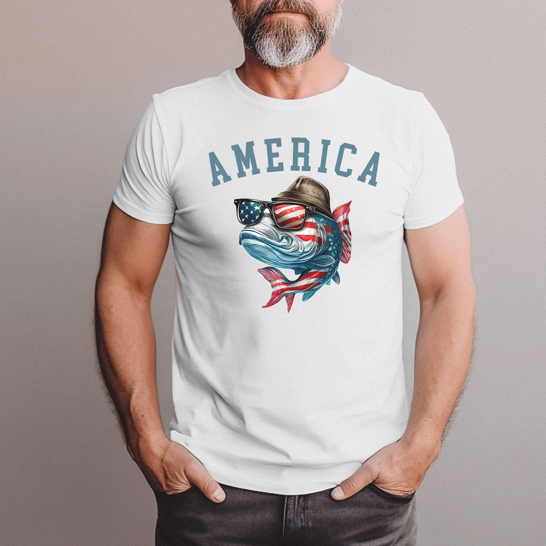 America Bass Patriotic Fishing Shirt, Cool USA Fishing Tee, Father's