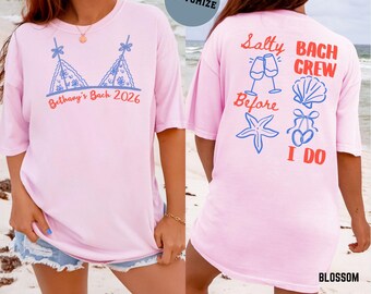 Custom Beach Bach Shirt, Matching Bachelorette Tee, Personalized Bridal Party Shirts, Bridesmaid Gift, Beach Coastal Seashells tee
