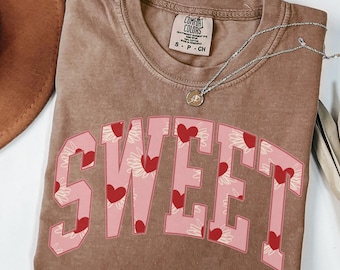 Comfort Color® Vintage Valentine Sweet shirt, Sweetheart Valentine tee, Funny Valentine's TShirt, Valentine's day gift, Valentine Heart tees