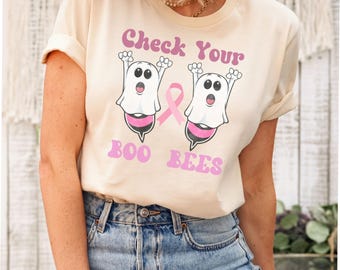 Funny Breast cancer Check your Boo Bees shirt, Breast Cancer ribbon Shirt, Ghost boo bee ribbon Shirt, Breast Cancer Awareness,We Wear Pink