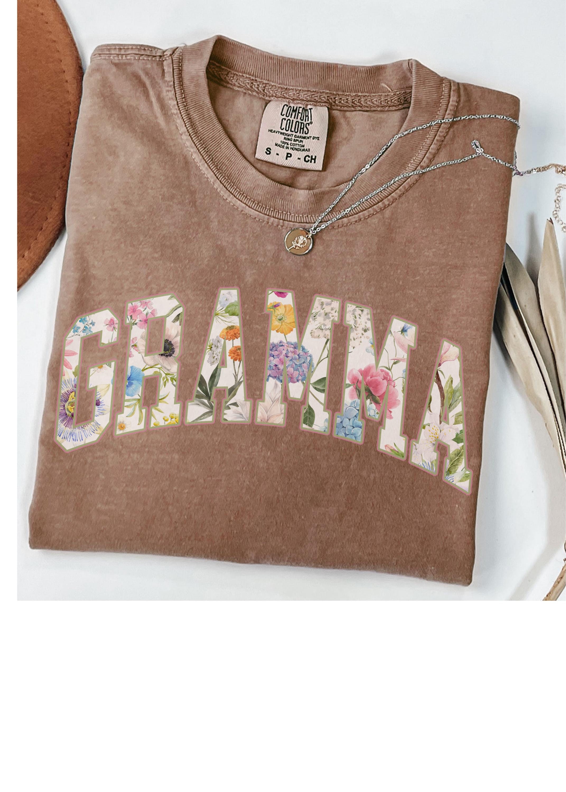 Comfort Colors® Vintage Floral Gramma tshirt, Gramma TShirt, Strong Woman Shirt, gift for mothers day, Cottagecore Gramma tee, Women's shirt