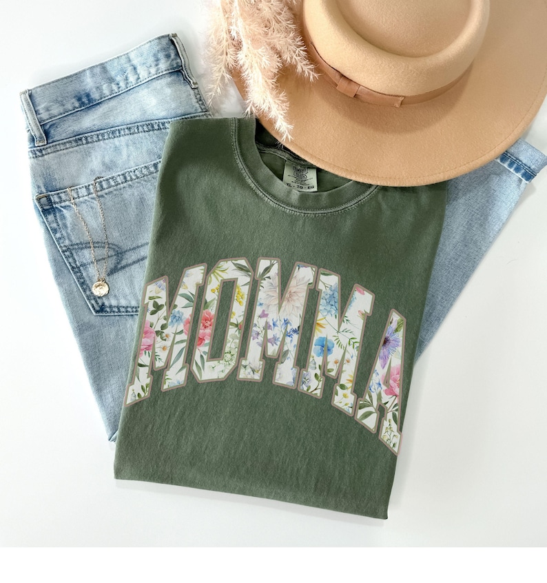 Comfort Colors® Vintage Floral Momma shirt, Best Momma TShirt, Strong Woman Shirt, gift for mother's day, Cottagecore Mom tee, Women's shirt image 2