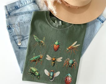Comfort Color® Vintage bug shirt, Nature tshirt, Nature bug tee, funny bug shirt, moth tshirt, entomologist gift, Insect tee, nature lover