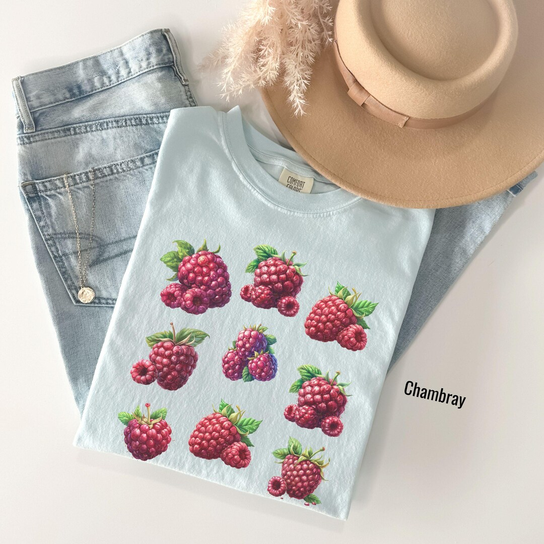 White And Raspberry Color Shirt Comfort Color® Raspberry T-shirt, Raspberry Shirt, Fruit Tshirt ...