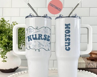 Custom Nurse tumbler, Nurse line drawing tumbler, nurse 40oz tumbler, nursing staff tumbler, personalized nurse tumbler, custom nurse gift,