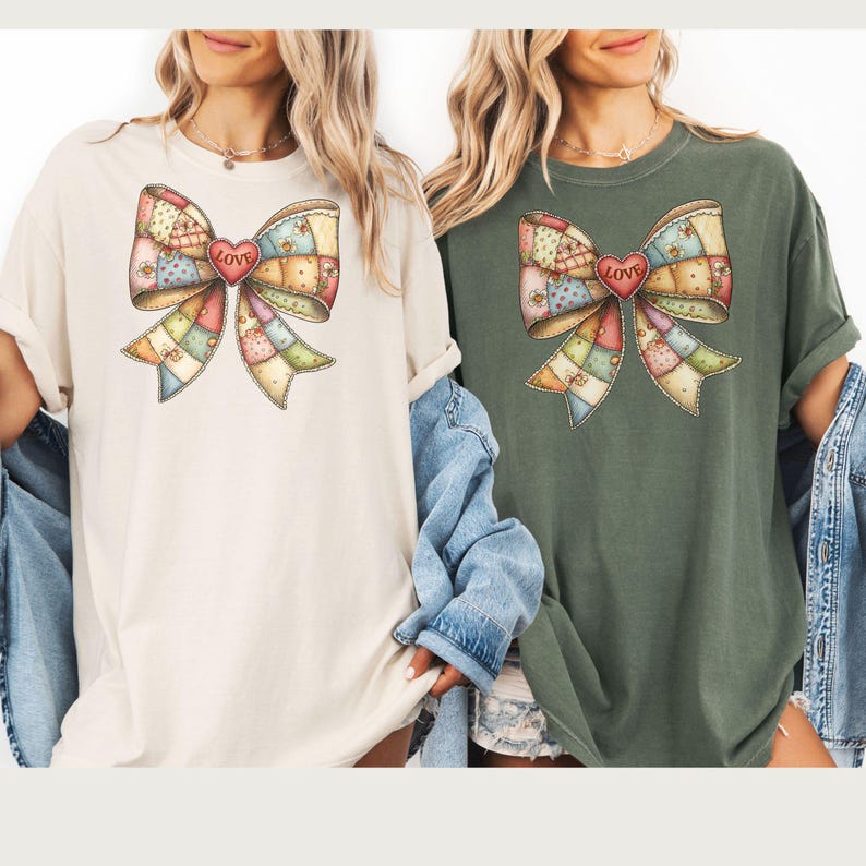 Comfort Colors® patchwork bow Shirt, Heart tshirt, XOXO Tee, patchwork quilt shirt, quilter tee, Gift for Her, Cute Valentines Day Shirt image 18