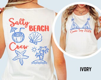 Cruise Trip 2026 Tanktop, Salty Beach Crew Tank Bachelorette Party top, Beach Vacation Shirt, Matching Cruise Trip tank, Summer Coastal trip