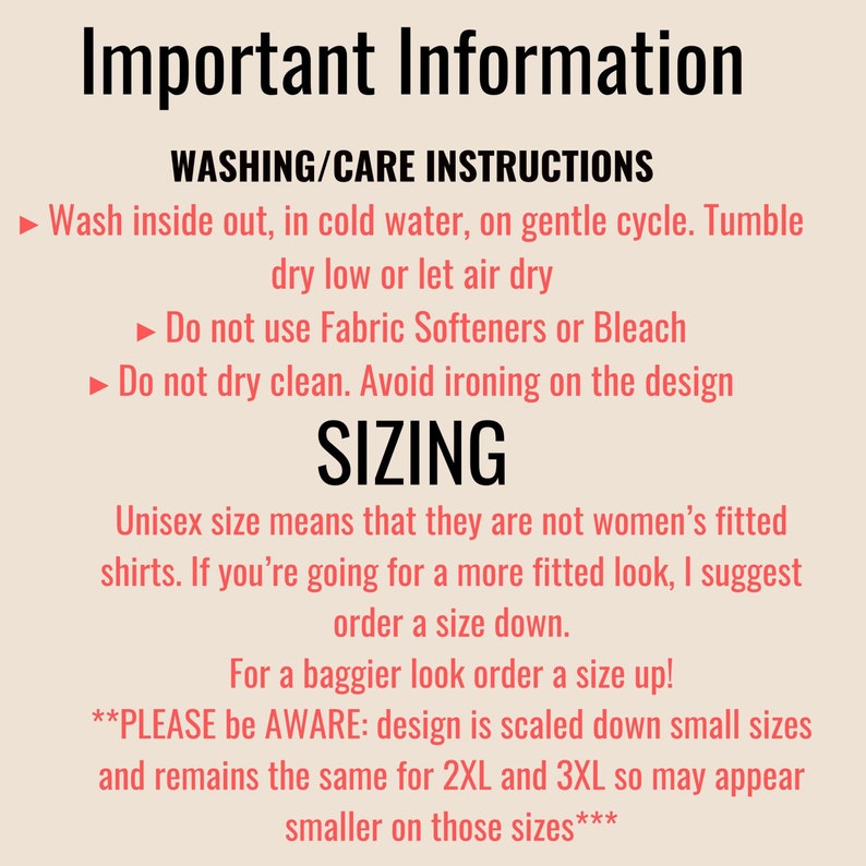 Puede incluir: Informaci&oacute;n importante: Instrucciones de lavado y cuidado para una camiseta unisex. Lavar del rev&eacute;s en agua fr&iacute;a, ciclo delicado. Secar a baja temperatura o al aire libre. No usar suavizantes ni lej&iacute;a. No lavar en seco. Evitar planchar sobre el dise&ntilde;o. Tallas: La talla unisex significa que no est&aacute; ajustada para mujeres. Si buscas un look m&aacute;s ajustado, pide una talla menos. Para un look m&aacute;s holgado, pide una talla m&aacute;s. Ten en cuenta: el dise&ntilde;o se reduce en las tallas peque&ntilde;as y permanece igual para las tallas 2XL y 3XL, por lo que puede parecer m&aacute;s peque&ntilde;o en esas tallas.