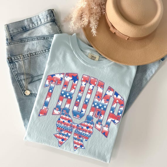Comfort Colors® Vintage Patriotic Trump bow shirt, Best TRUMP TShirt, Patriotic bow Shirt, gift for Trump lover, July 4th MAGA tee,Trump Tee