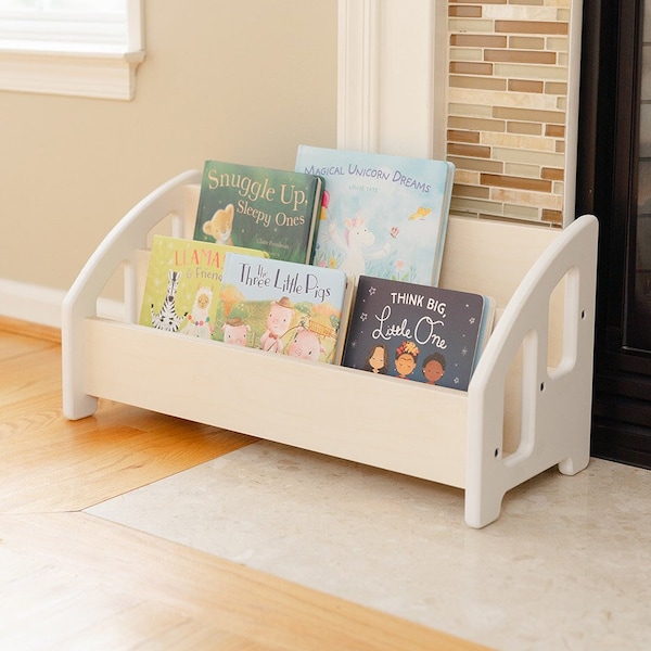 Montessori Bookshelf | Low Kid Bookshelf | Two-Shelves | Toddler Bookcase | Forward | Preschool Classroom | Front Facing Books