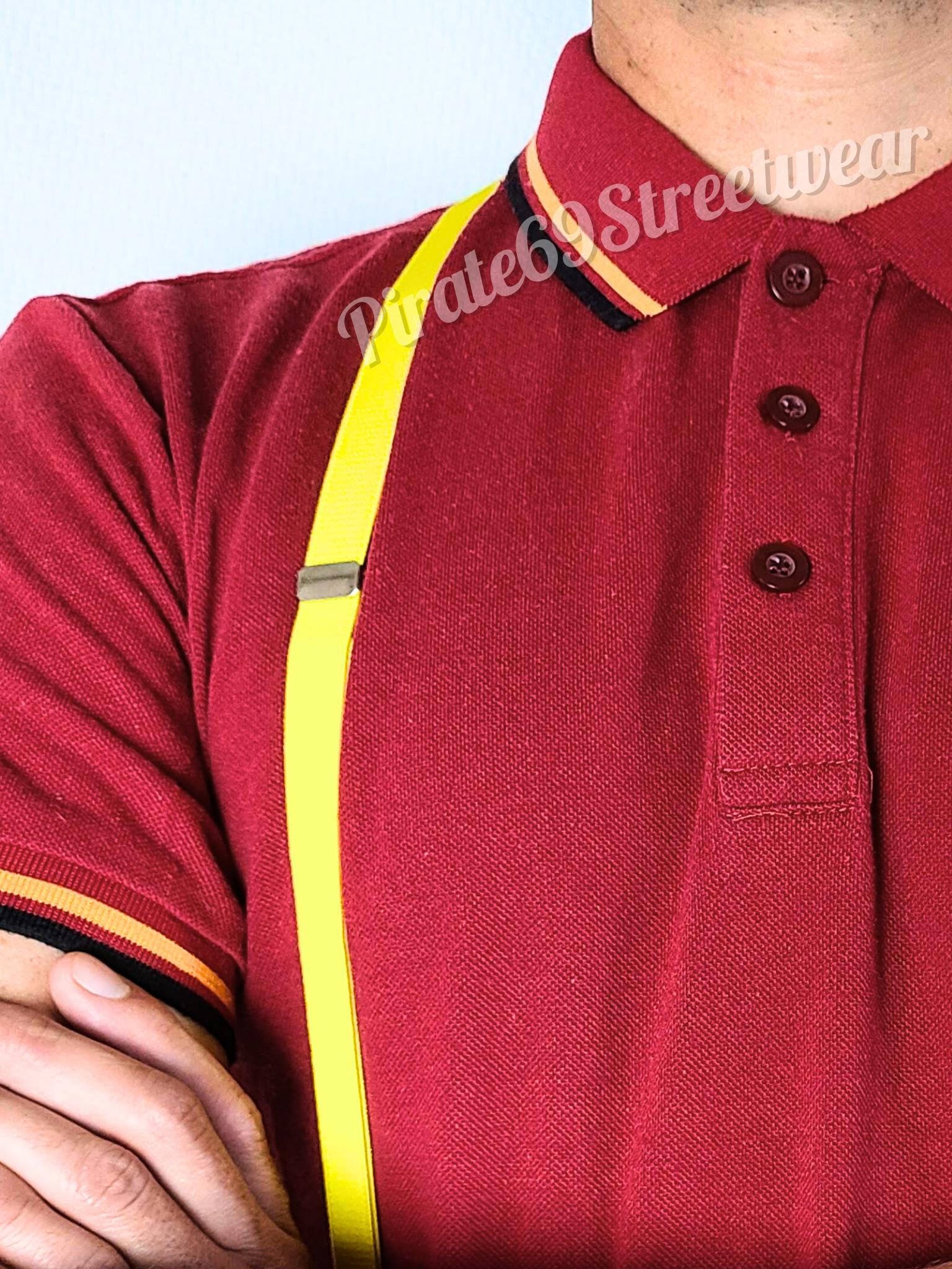 Slim Mod Suspenders High Quality Elastic Skinhead Braces. Oxblood