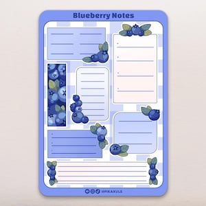 Blueberry Notes Sticker Sheet / Blueberry Stickers / Planner Stickers of Blueberry Notes / Illustration