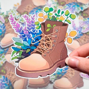 Sticker pour botte abandonnée | Sticker plante fleur