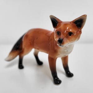 Vintage Fox Figurine. Porcelain Fox Figurine.  Animal Ceramic Figurine.