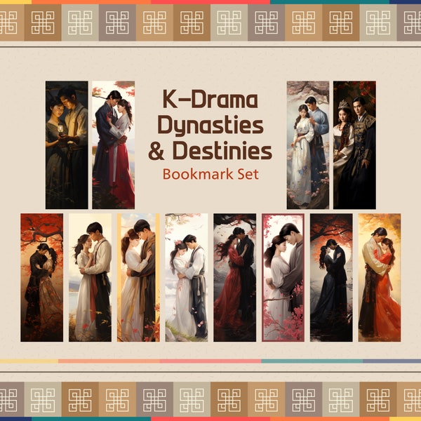 Set of 12 Printable Korean Historical Romance Bookmarks | Perfect for K-Drama Lovers | Instant Digital Download | US Letter and A4 Sizes