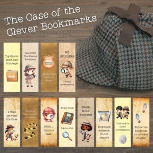 Marcapáginas imprimibles con temática de detectives / 12 adorables diseños de misterio / Tamaño carta (EE. UU.) y A4 / Recompensas de lectura para niños / Descarga instantánea. Sin envío.