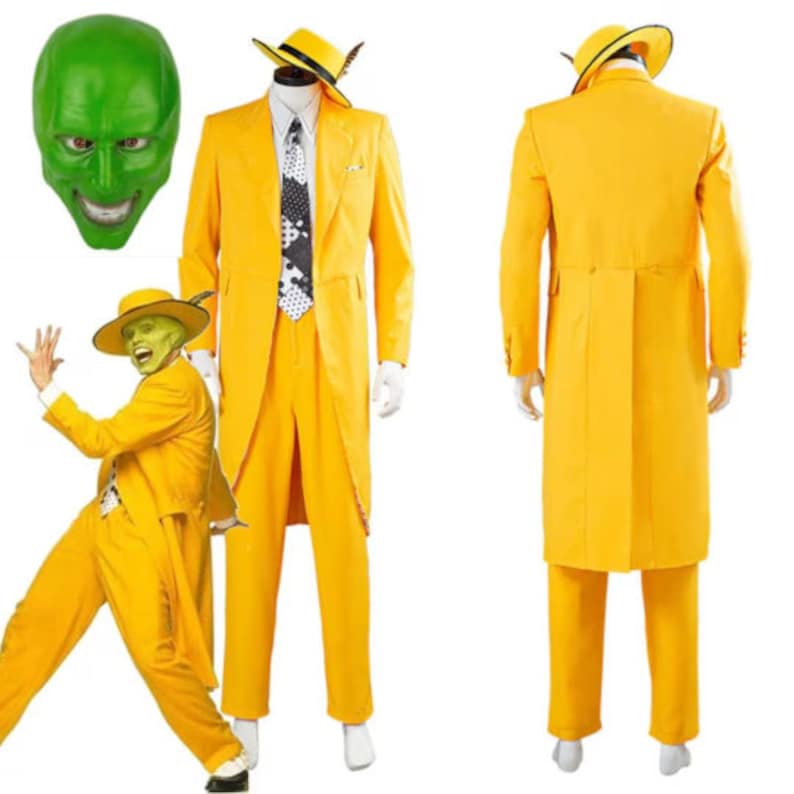 The Mask Jim Carrey Costume Cosplay Yellow Suit Halloween zdjęcie 9