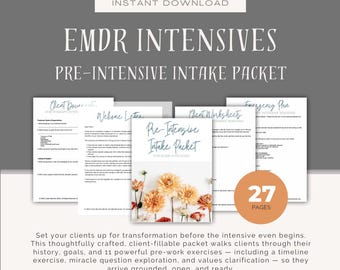 Fillable Client Worksheets for Pre-Intensive Therapy Intake Packet | EMDR Intensives FLORAL