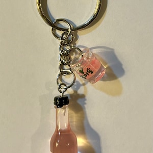 Korean Soju Bottle and Glow in the Dark Cup Keychain