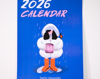 2026 Illustrated Wall Calendar | Joyful Art Calendar | A3 Spiral Bound | Physical Paper Calendar