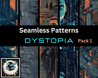 DYSTOPIA | Digital Seamless Pattern Bladerunner Repeating Background SciFi Futuristic Wallpaper Cyberpunk Game Development Web Design