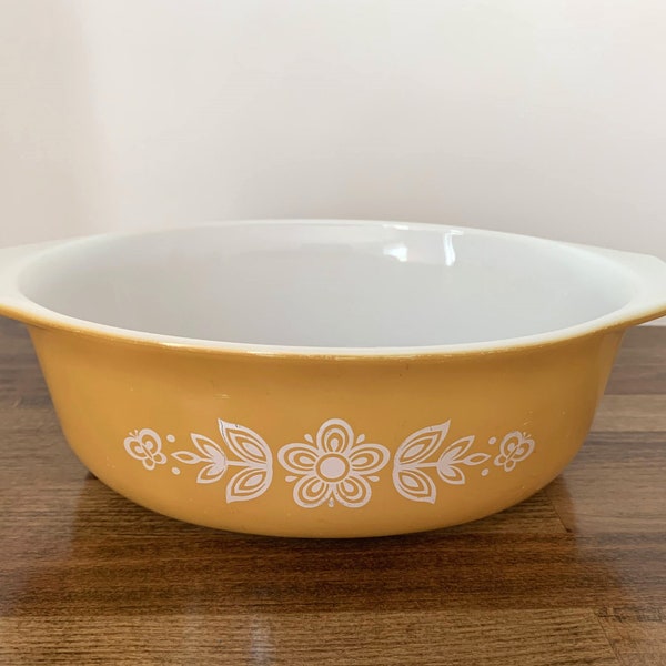 Vintage Pyrex Butterfly Gold #043, 1.5 Quart Oval Casserole Dish, Collectable Pyrex Dishes, 1980, Gift for her