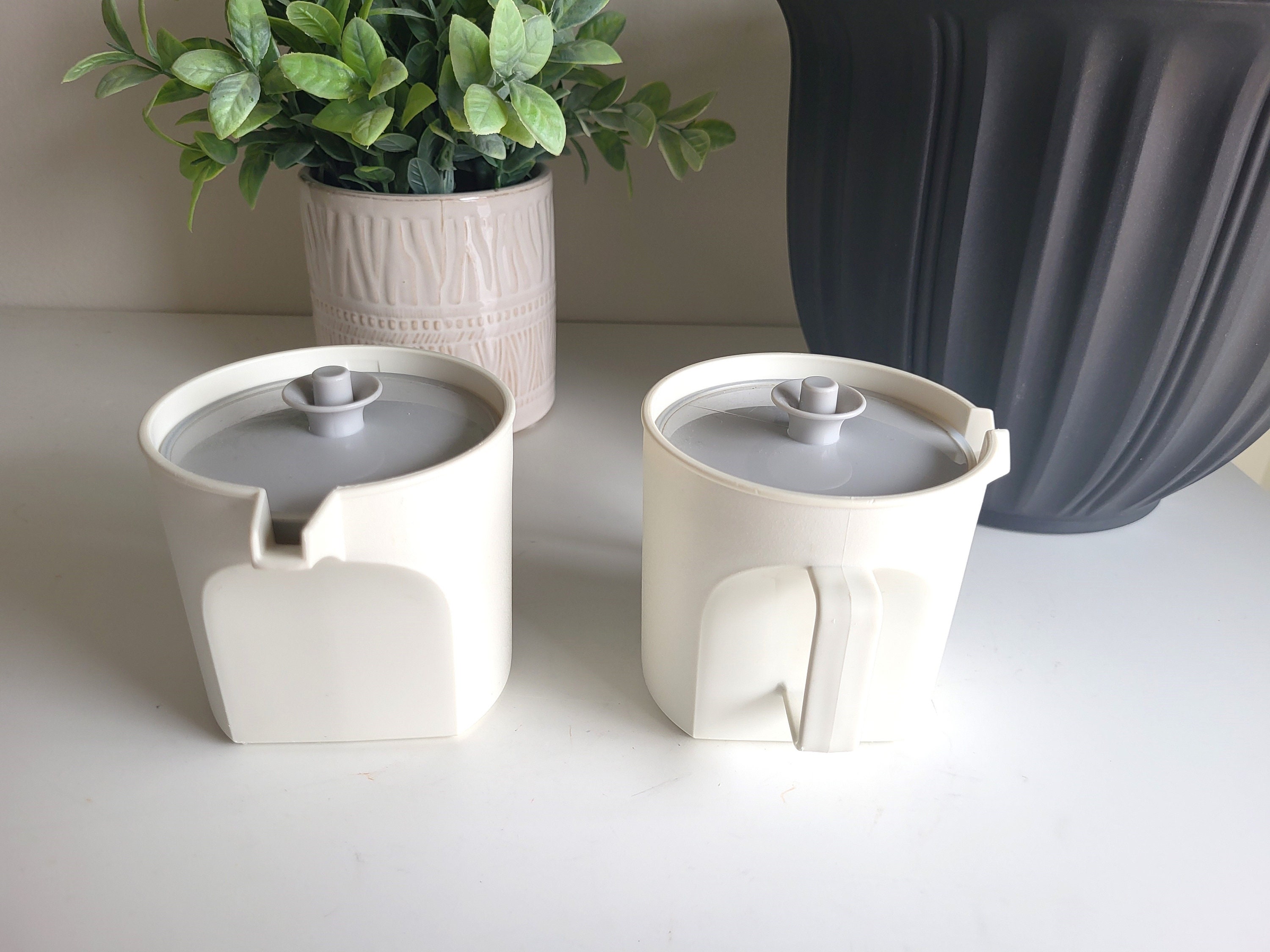 Vintage Tupperware Creamer and Sugar Bowl Set With Push Button Etsy