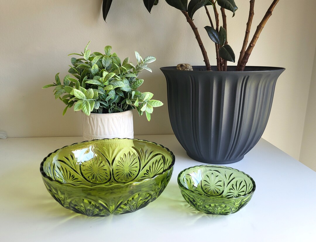 Vintage Green Chip and Dip Bowl Vintage Anchor Hocking Bowls Etsy