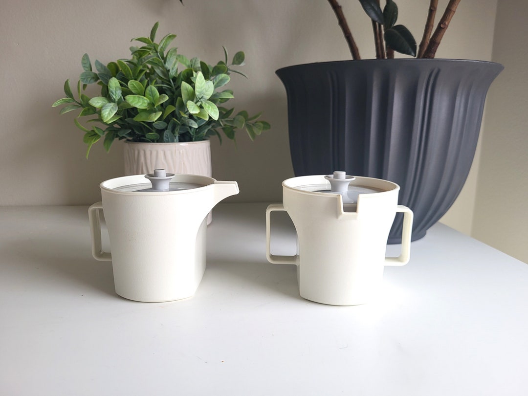 Vintage Tupperware Creamer and Sugar Bowl Set With Push Button Etsy